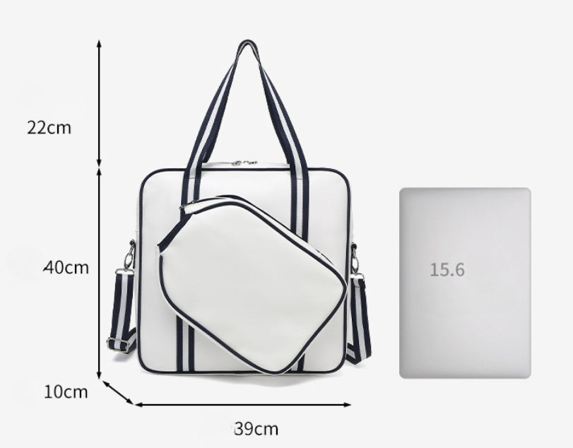 PU Leather Waterproof Large Capacity Sports Crossbody Gym Bag W/ Pickleball Cover