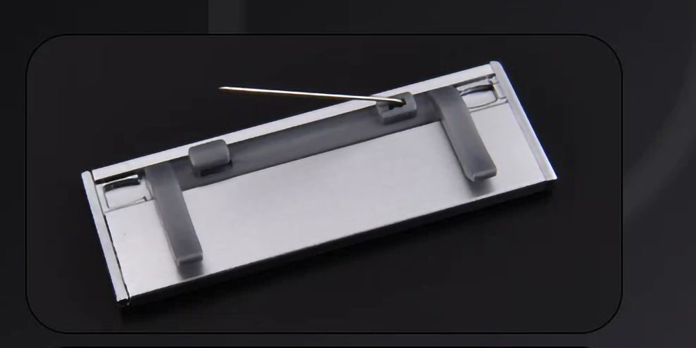 Professional Aluminum Alloy Name Tags Nameplate Badge with Safety Pin & Window #3