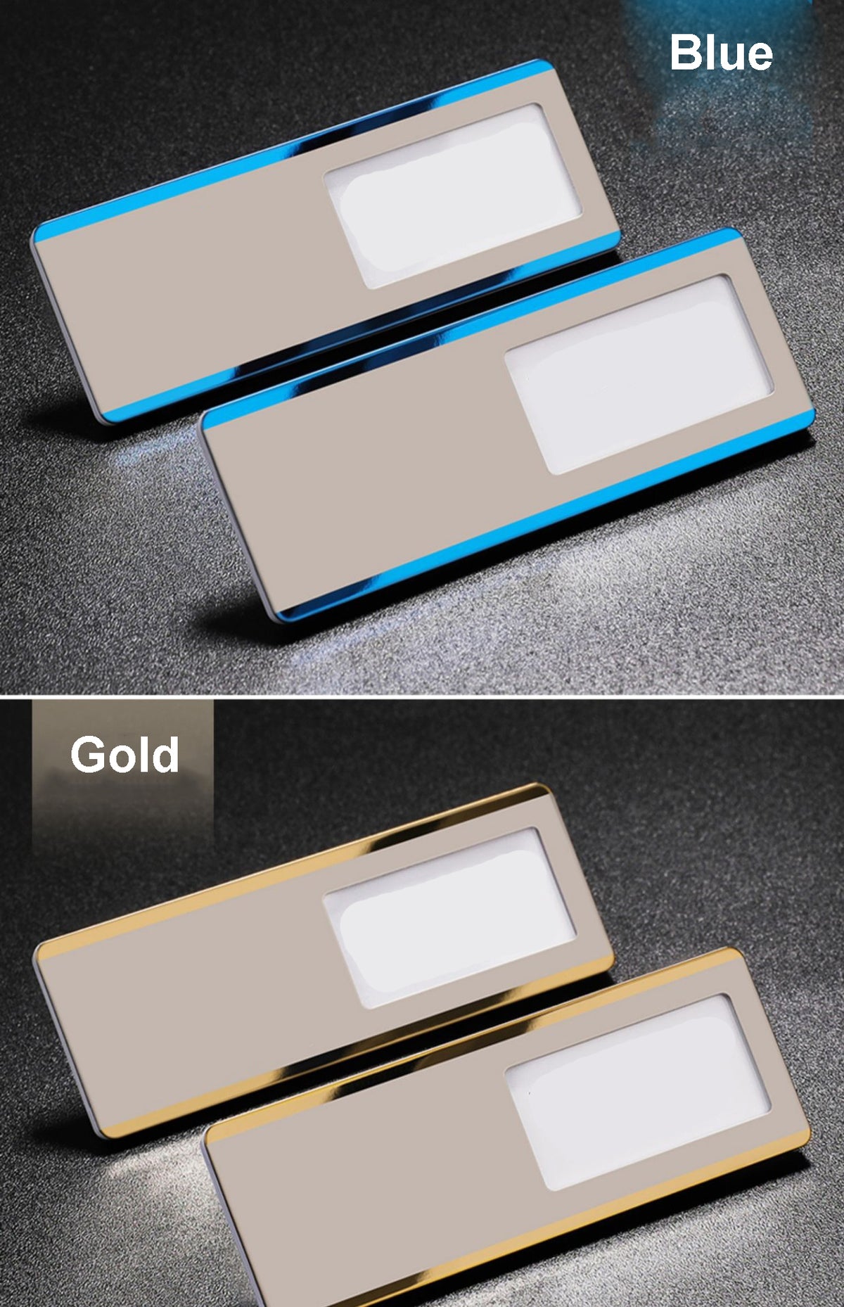 Professional Aluminum Alloy Name Tags Polished Nameplate Badge with Safety Magnetic Pin & Window #18