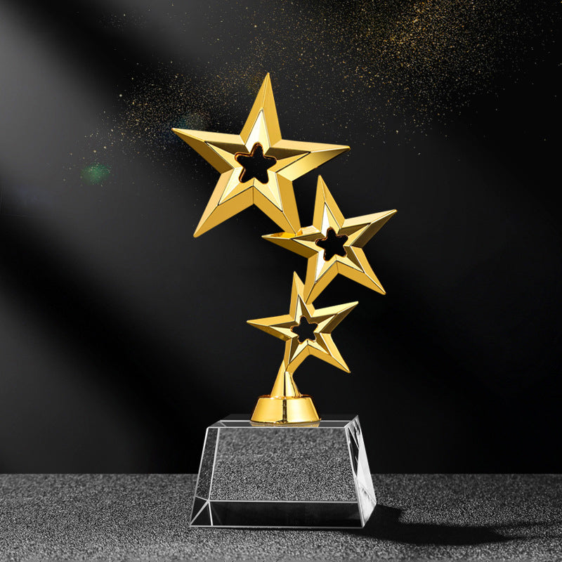 Gold Multi-Star Zinc Alloy & Crystal Trophy