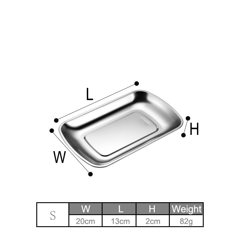 7.88" Stainless Steel Rectangular Thickened Tray Stainless Steel Metal Tray