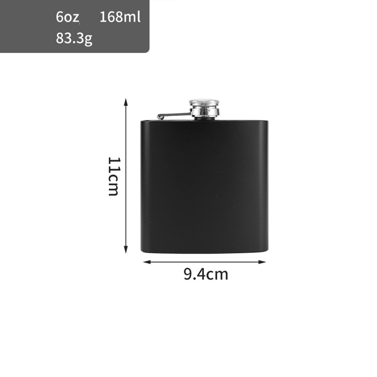 Black 6 OZ Stainless Steel Flask Women Whiskey Flask