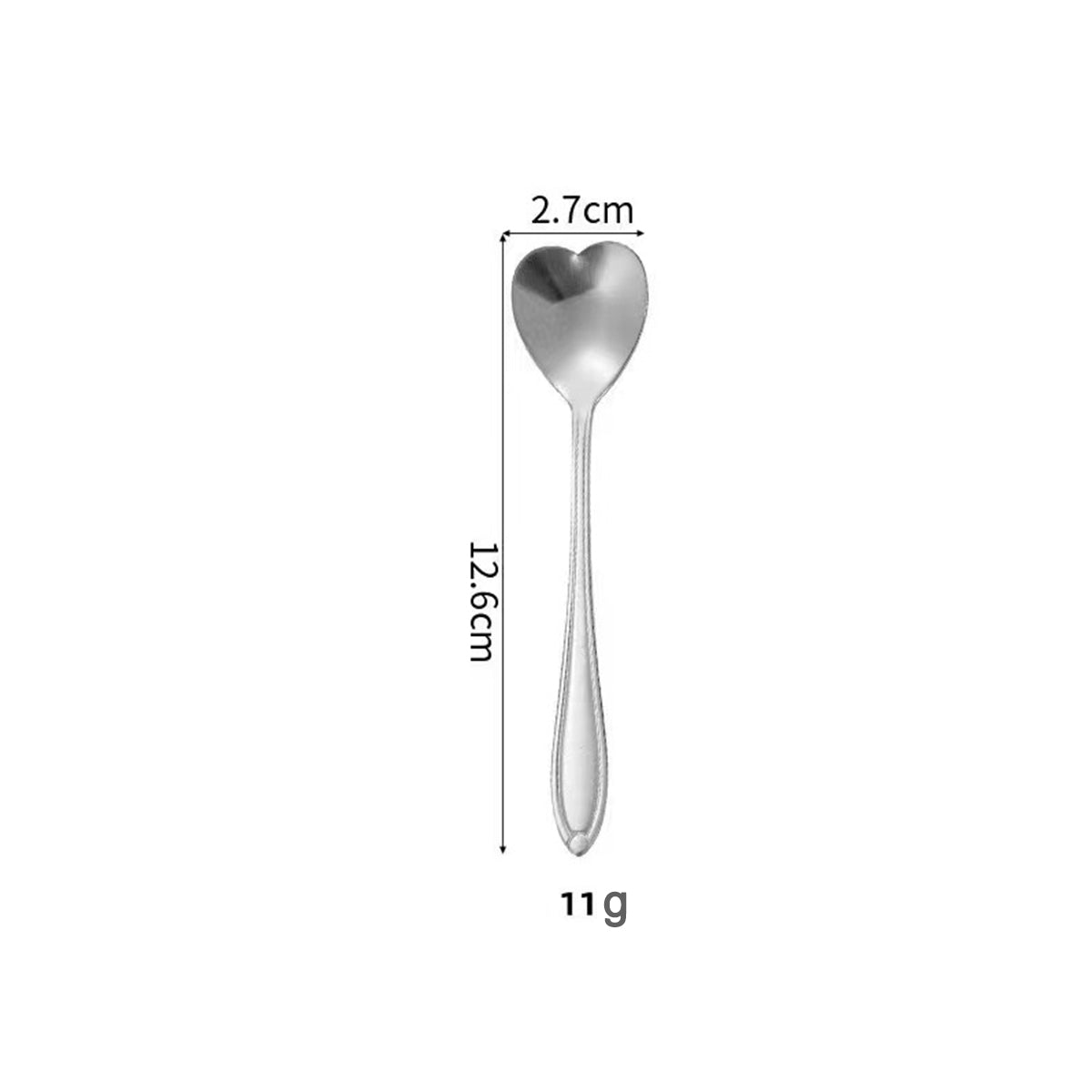 4.96" Silver Heart Shape Stainless Steel Coffee Spoon