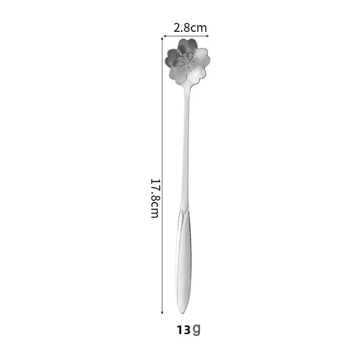 7.01" Silver Sakura Shape Stainless Steel Coffee Spoon