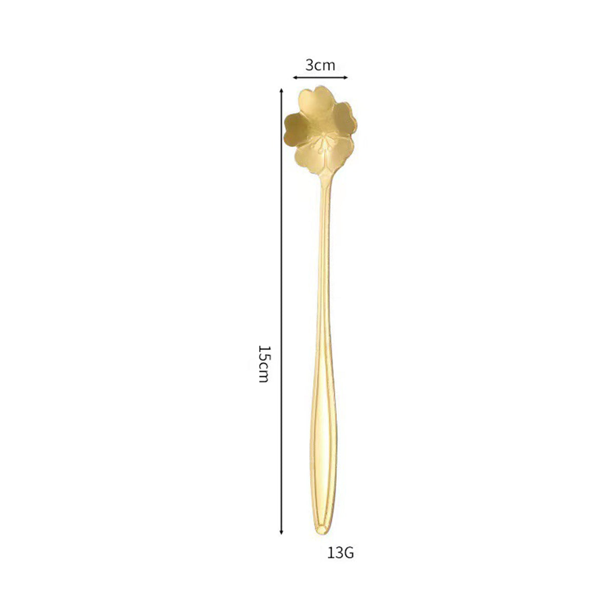 5.91" Gold Sakura Shape Stainless Steel Coffee Spoon