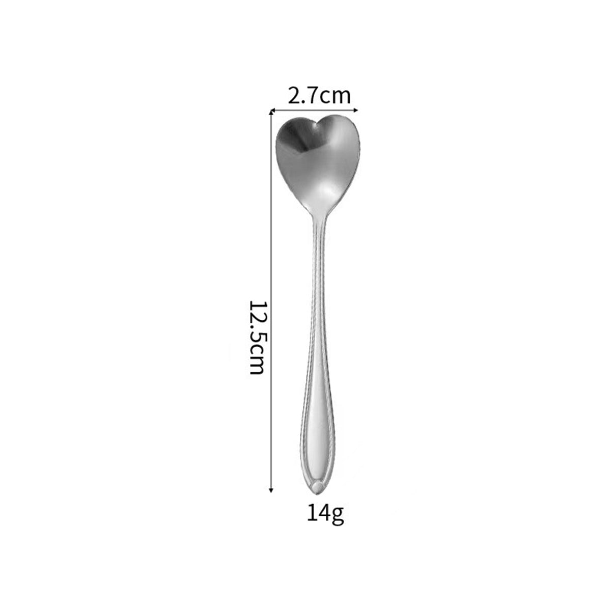 4.92" Silver Heart Shape Stainless Steel Coffee Spoon