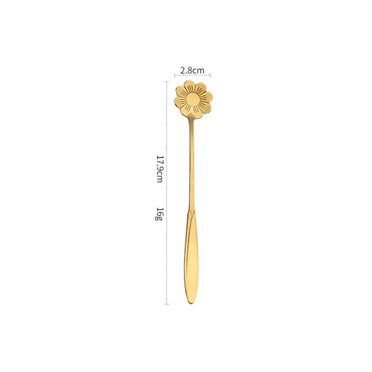 7.05" Gold Coreopsis Shape Stainless Steel Coffee Spoon