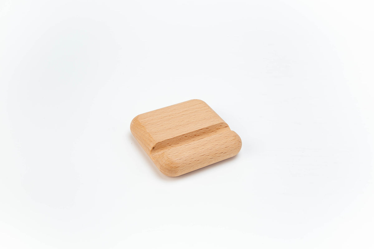 #882 Beech Wood Cuboid Shape Single Side Using Phone Stand W/ Arc Edge