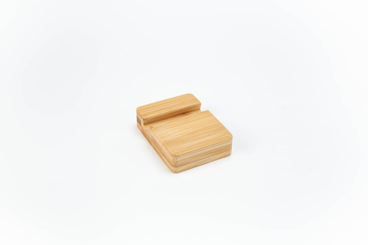 #862 Bamboo Wood Cuboid Shape Single Side Using Phone Stand