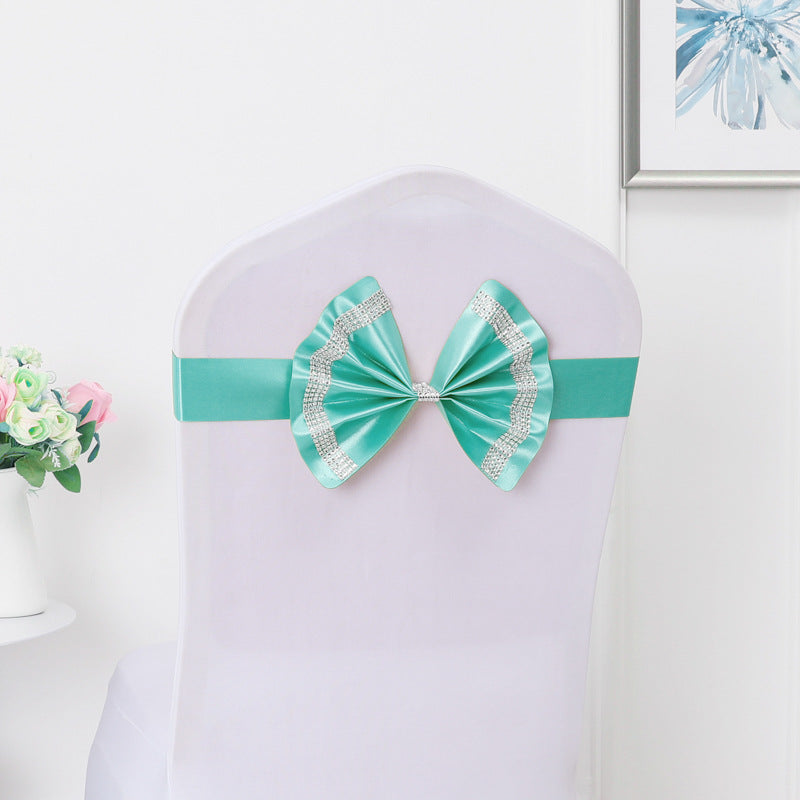 #3 Bronzing Color Chair Back Flower Chair Sashes Bow Satin Bowknot Stretchy Bands Chair Bowknot