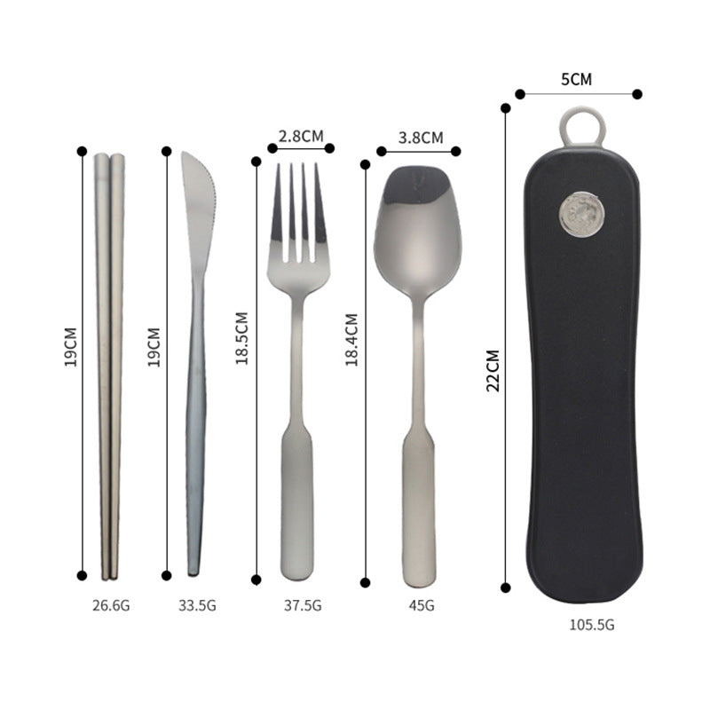 Portable 304 Stainless Steel Knife Fork Chopsticks and Spoon 4 Sets