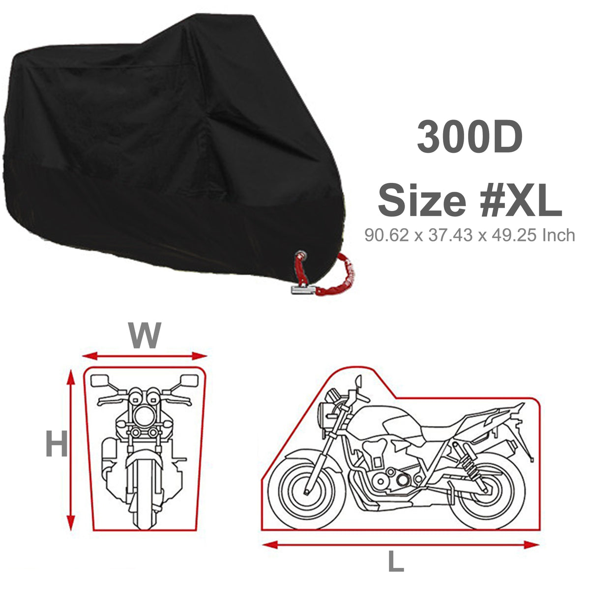 300D Size#XL Waterproof Sun Motorcycle Cover