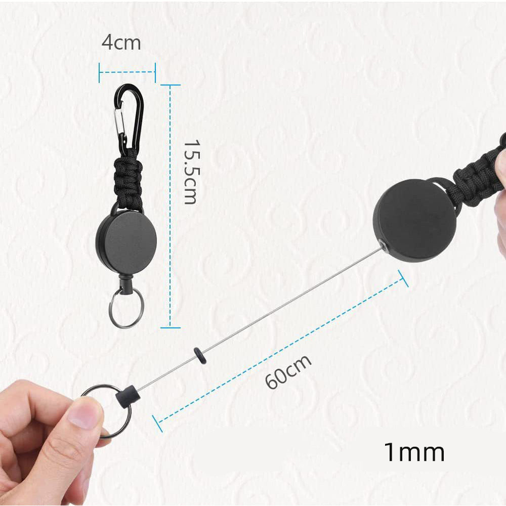 Telescopic Wire Rope Anti-Thief & Anti-Lost Keychain W/ Gourd Shape Carabiner