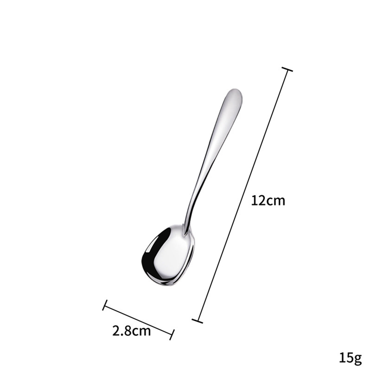 4.73" Silver Surface 304 Stainless Steel Small Size Square Bottom Soup Spoon W/ Inclined Handle