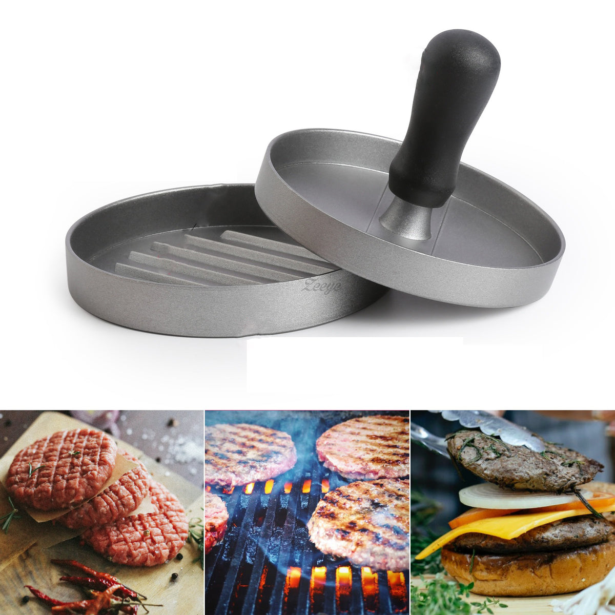 Food-grade Solid Aluminum Alloy Burger And Meat Press Contains 100 patty papers