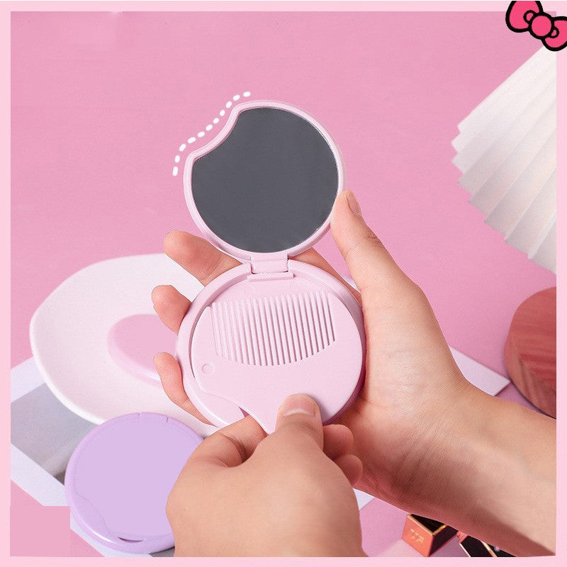 Round - Shaped Portable Mirror with Comb
