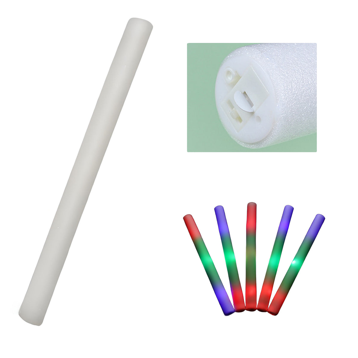 Colorful LED Foam Light Up Glow Stick 19 x 1.6"