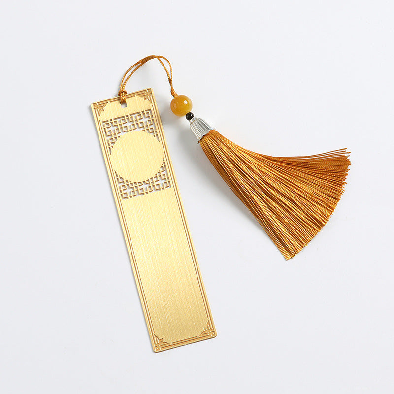 Hollowed Out Circle Metal Bookmark With Tassel