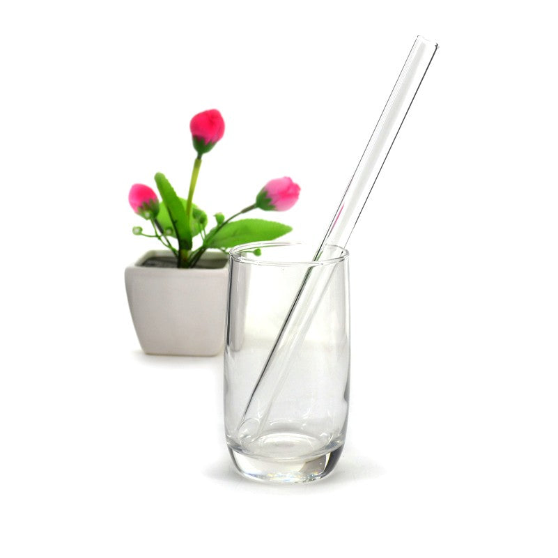 Clear Glass Straw W/Custom Bamboo Tube And Brush