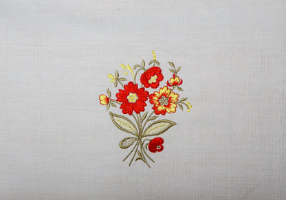 15.75 x 15.75" Embroidery Premium Square Linen Throw Pillowcase With Hidden Zipper