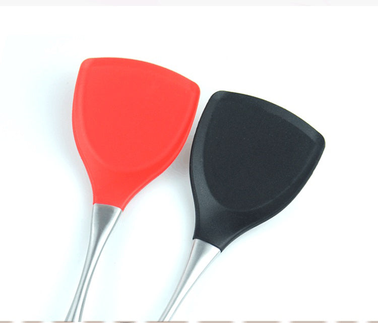 Silicone Solid Turner W/Stainless Steel Handle-Heat Resistant Silicone Tools Non-Stick Cookware