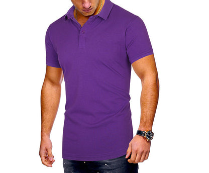 Men's Regular-fit Short-Sleeve Polyester Lapel Polo Shirt