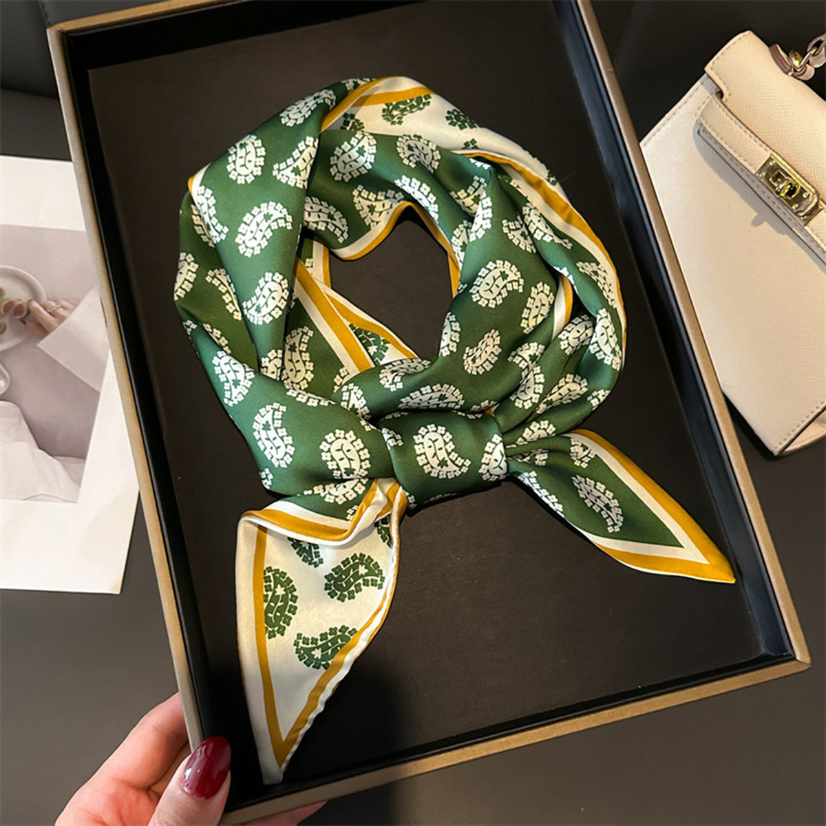 Custom 5.9" x 57" Long Silk Like Hair Scarves Women's Satin Neck Scarf