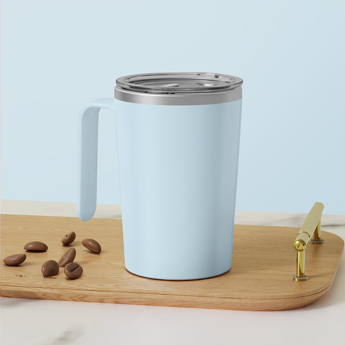 12 Oz. Stainless Steel Coffee Automatic Stirring Cup Coffee Mug Handle Cup