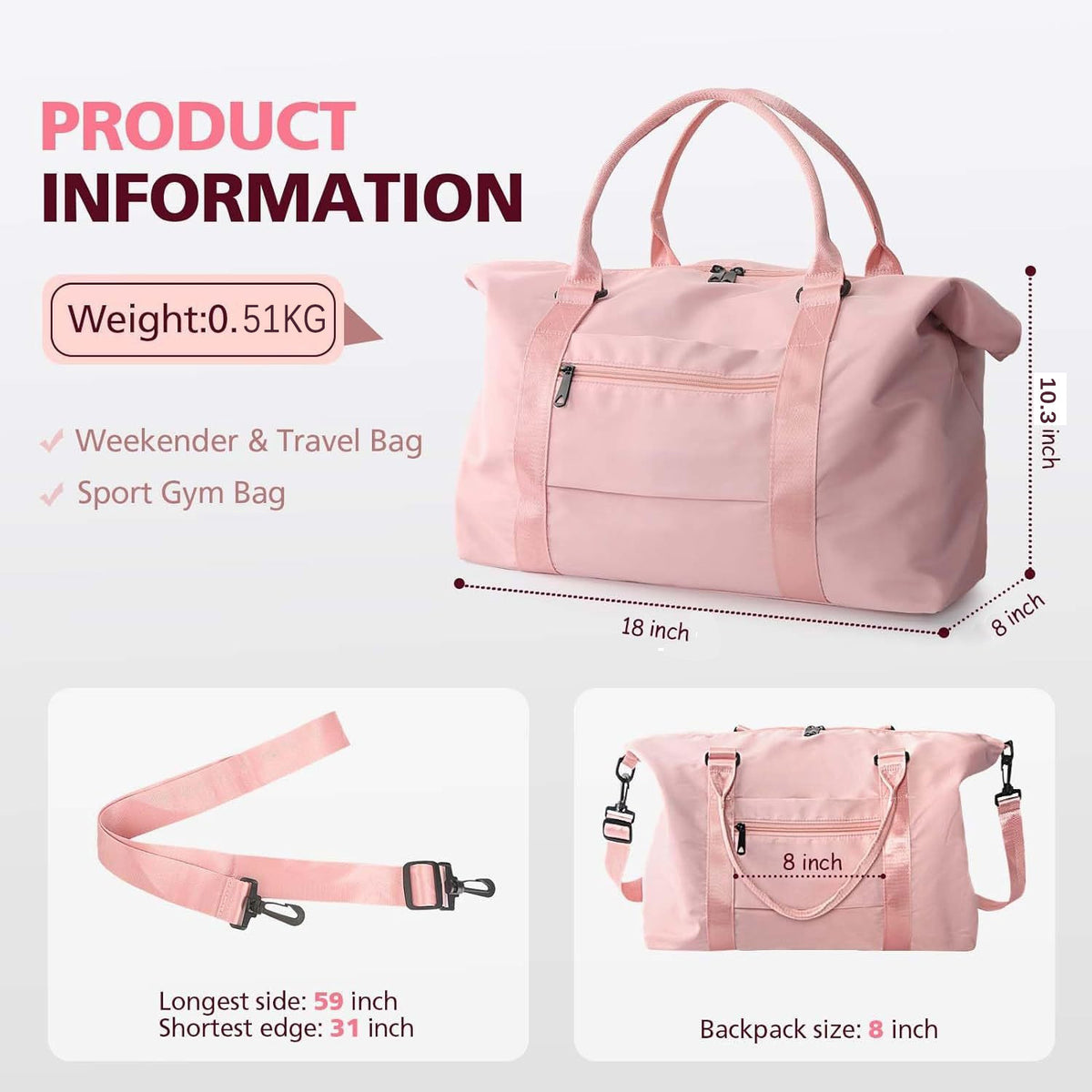 Large Capacity Travel Duffel Bag Sport Tote Bag Gym Bag