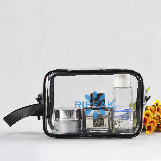 PVC Zippered Toiletry Makeup Bag Handle Bag