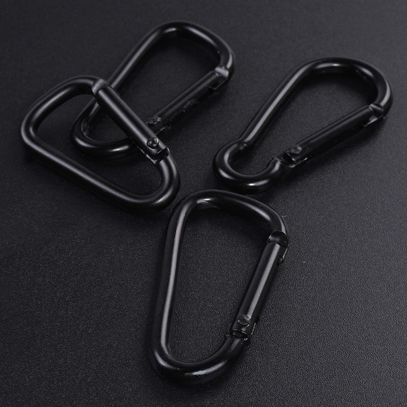 Black #5 D Shape Aluminium Locking Alloy Carabiners