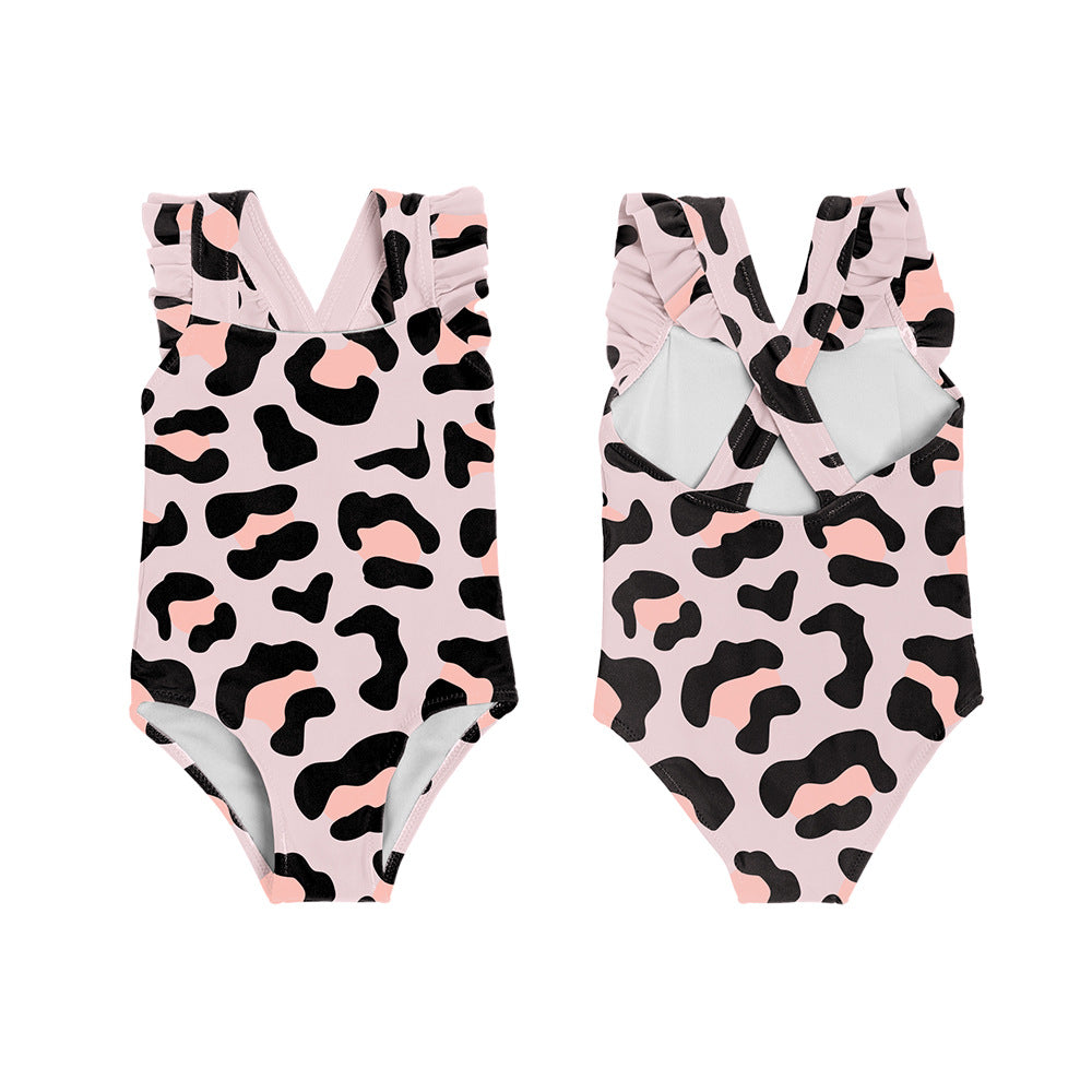 Children One Piece Swimsuit With Ruffled Edges
