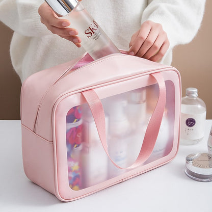 Medium Double Handle Frosted Transparent PVC Travel Makeup Gag
