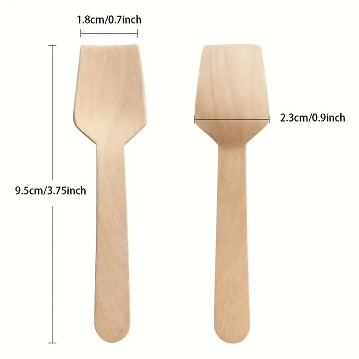 3.7" L Diposable Wooden Spoons Tasting Bar Spoons for Cake Coffee Ice Cream