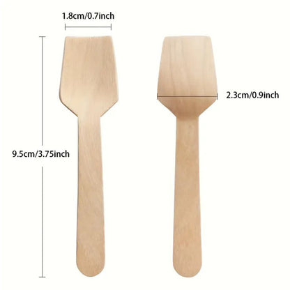 3.7" L Diposable Wooden Spoons Tasting Bar Spoons for Cake Coffee Ice Cream