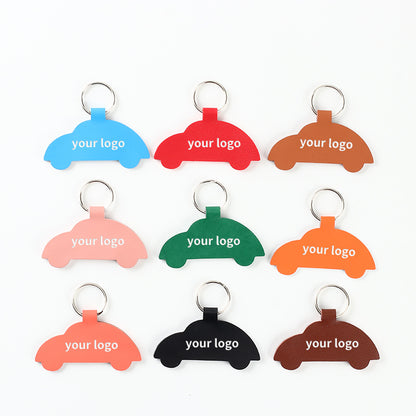 House Shape Leather Key Tag Keychain