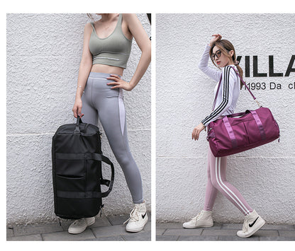 Travel Duffel Bag Sport Gym Bag Nylon Tote Bag Swimming Bag with Shoe Pouch&Wet Pocket