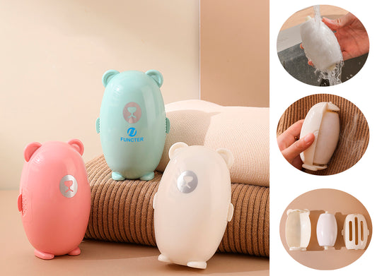 Mini Travel Size Bear Shaped Portable Lint Roller Washable Sticky Roller for Clothes Pet Hair