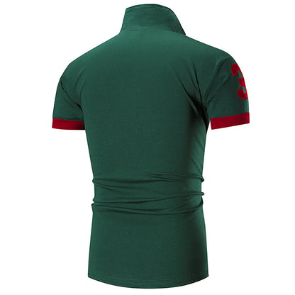 Men's Regular-fit Short-Sleeve Polyester Lapel Polo Shirt