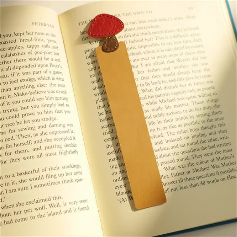 PU Leather Mushroom Bookmark Classic Stitched Bookmark Page Markers Reading Gifts