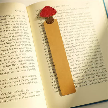 PU Leather Mushroom Bookmark Classic Stitched Bookmark Page Markers Reading Gifts