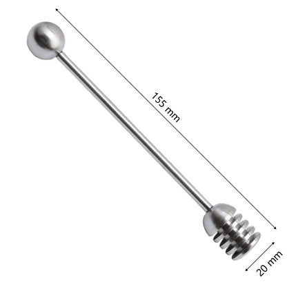 Honey Dipper 304 Stainless Steel Syrup Dipper Honey Stick Stirrer for Honey Pot Jar Container 6.3"