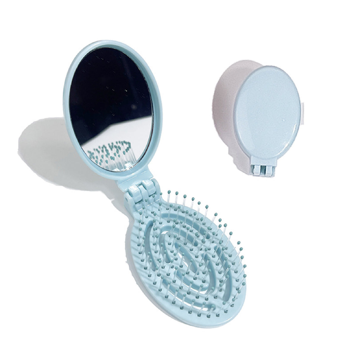 Travel Hair Brush with Mirror Foldable Comb Mirror