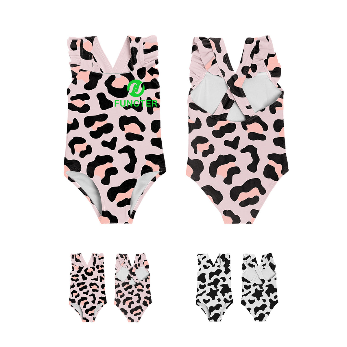 Children One Piece Swimsuit With Ruffled Edges