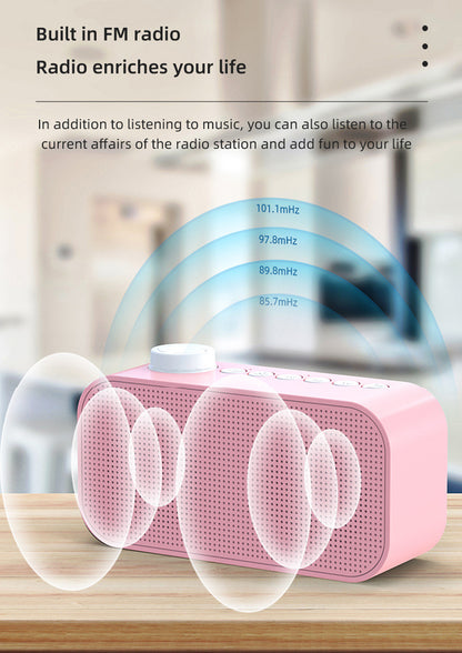 2000 mAh Digital LED Mirror Radio Alarm Clock Wireless Speaker W/Knob And Phone Bracket