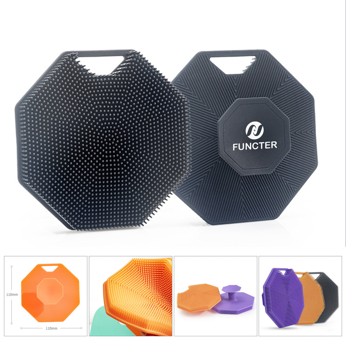 Octagon Silicone Body Scrubber Shower Brush Body Exfoliator Body Cleansing