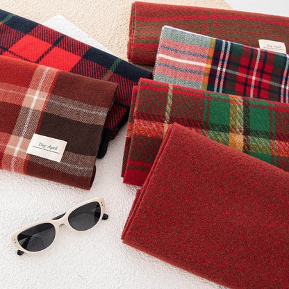 79'' Polyester Tartan Scarf Warm Autumn Winter Scarf Fringed Scarf - Woven Label