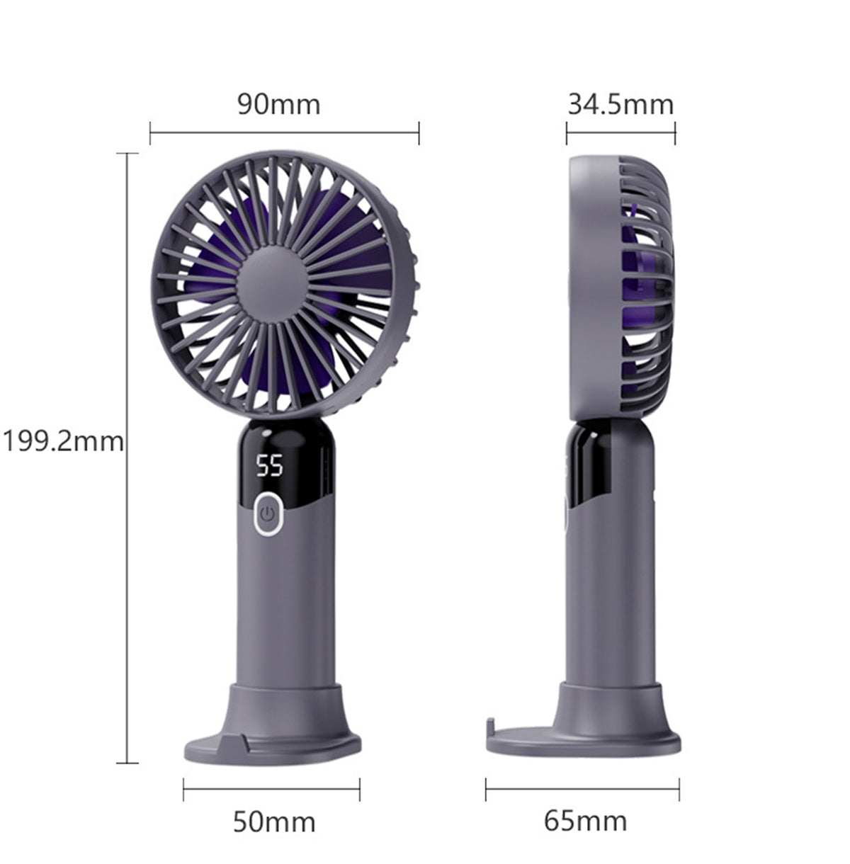 Portable Handheld Fan, Personal Fan with LED Display, Desk Fan Rechargeable with 6 speed