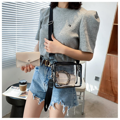 PVC Transparent Crossbody Bag Single Shoulder Bag W/One Separate Pouch