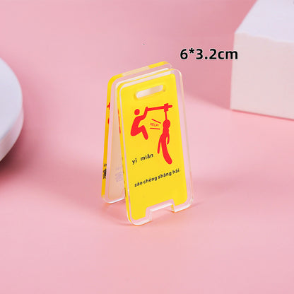 Warning Sign Shaped Acrylic Album Clip Bag Binder Sealing Clip Food Bag Clamp-Two Sides Printing